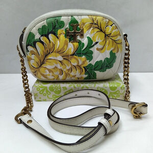 Tory Burch Multicolor Leather Floral Zipper Closure Chain Crossbody Bag